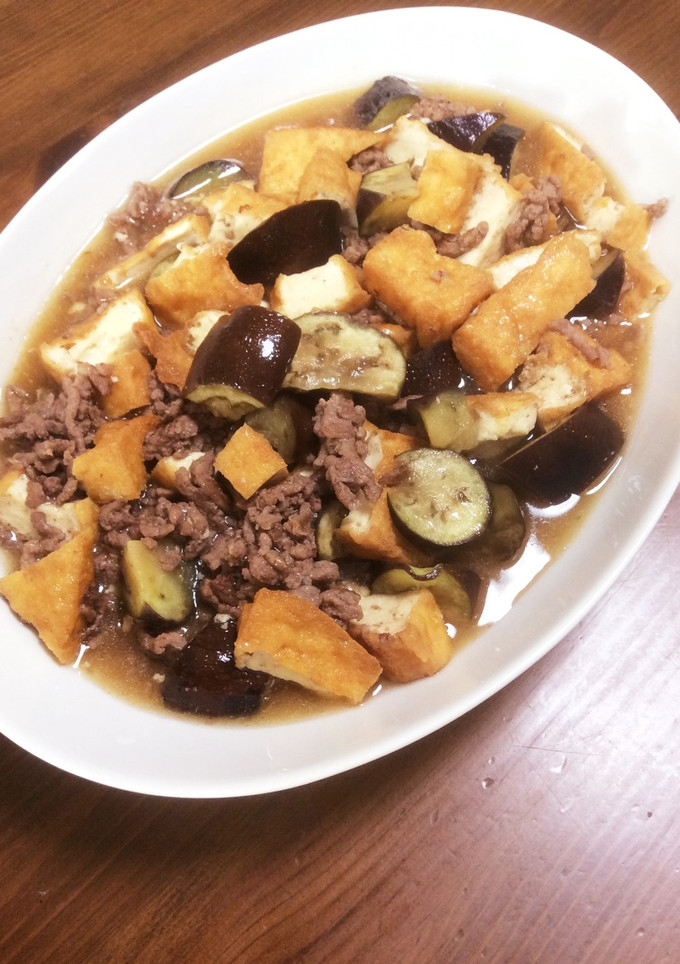 ナスとひき肉と厚揚げのめんつゆ煮-レシピのメイン写真