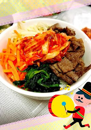 3色ナムルと牛肉のビビンバ-レシピのメイン写真