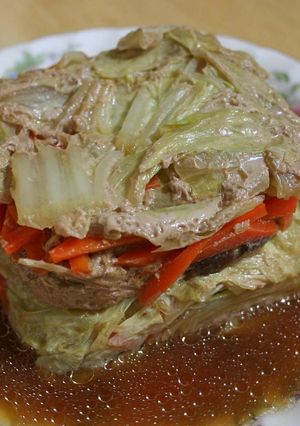 レンジで簡単！豚挽き肉と白菜の重ね蒸し-レシピのメイン写真
