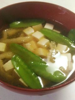 絹さやの味噌汁-レシピのメイン写真