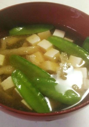 絹さやの味噌汁-レシピのメイン写真