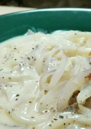 ハマる☆納得のカルボナーラうどん！-レシピのメイン写真