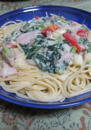 塩チーズの野菜たっぷりクリームパスタ-レシピのメイン写真