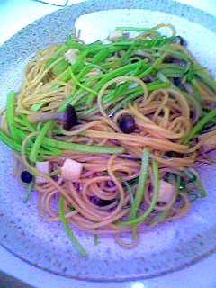 みぶ菜とイカときのこの和風パスタ-レシピのメイン写真