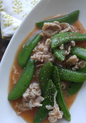 スナップエンドウと豚肉の簡単煮-レシピのメイン写真