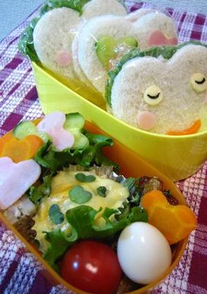 キャラ弁♪バレンタインのハートサンド♪-レシピのメイン写真