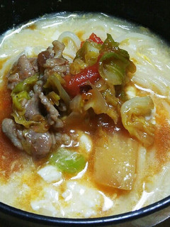簡単にゅう麺に豚野菜炒め煮をのせて。-レシピのメイン写真