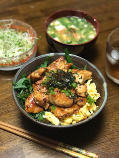 一人暮らし1人飯「ササミの焼き鳥丼丼」-レシピのメイン写真