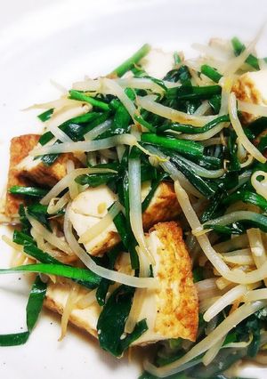 麺つゆで簡単ニラとモヤシと厚揚げ炒め☆-レシピのメイン写真