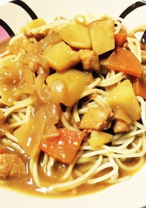 カレー リメイク簡単 絶品カレーパスタ♬-レシピのメイン写真