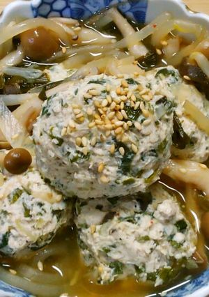 ニラしそ入りの鶏団子！肉団子の和風スープ-レシピのメイン写真