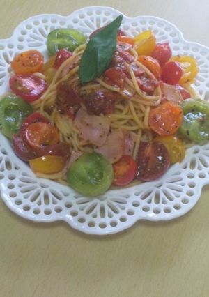 ６種のミニトマトとベーコンバジルパスタ-レシピのメイン写真