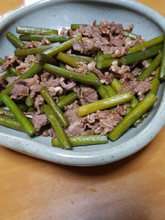 春限定!牛肉とニンニクの芽の炒めもの!-レシピのメイン写真