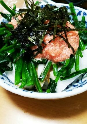 長芋×ほうれん草の明太子ソースかけ-レシピのメイン写真