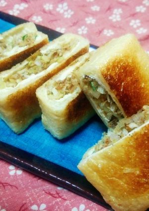 ネギ大量消費、油揚げにつめこみ-レシピのメイン写真