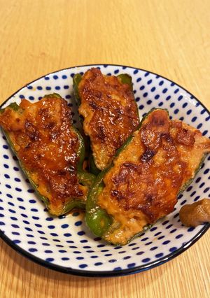 超簡単☆卵パン粉なし！ピーマンの肉詰め-レシピのメイン写真