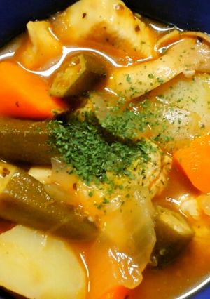 簡単♡鶏むね肉とオクラ野菜のケチャ煮込み-レシピのメイン写真