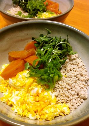 鶏胸肉の残りをそぼろに！三色丼-レシピのメイン写真