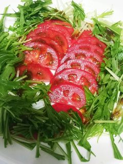 けさのサラダ。水菜とまと。-レシピのメイン写真