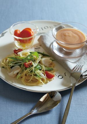 ホタテと青ねぎのパスタセット-レシピのメイン写真