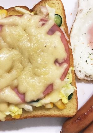 朝食に☆コールスロー＆ハムチーズトースト-レシピのメイン写真
