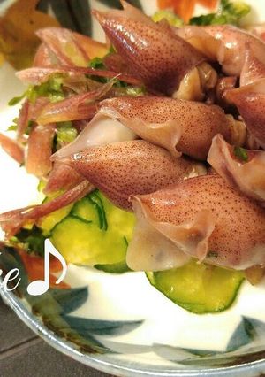 塩もみきゅうりと香味野菜とホタルイカ♪-レシピのメイン写真