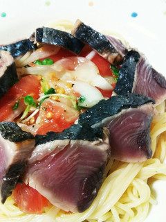 かつおのたたきパスタ-レシピのメイン写真