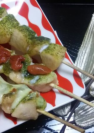 梅とチーズが合う♪抹茶のヘルシー焼鳥☆-レシピのメイン写真
