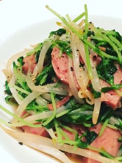 【簡単】豆苗とスパムのさっぱり炒め-レシピのメイン写真