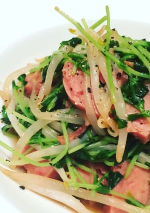 【簡単】豆苗とスパムのさっぱり炒め-レシピのメイン写真