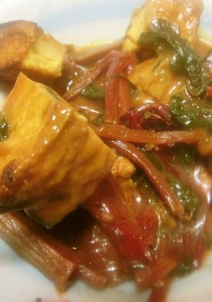 厚揚げと赤軸ほうれん草　和風カレーあん-レシピのメイン写真