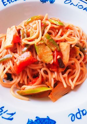 野菜ときのこのガーリックトマトパスタ-レシピのメイン写真