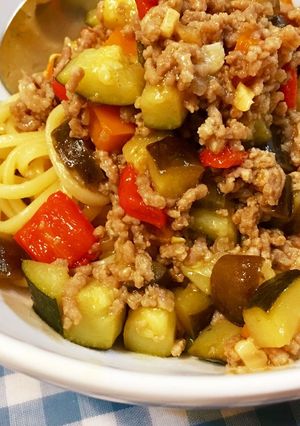 ポン酢と夏野菜のボロネーゼ-レシピのメイン写真