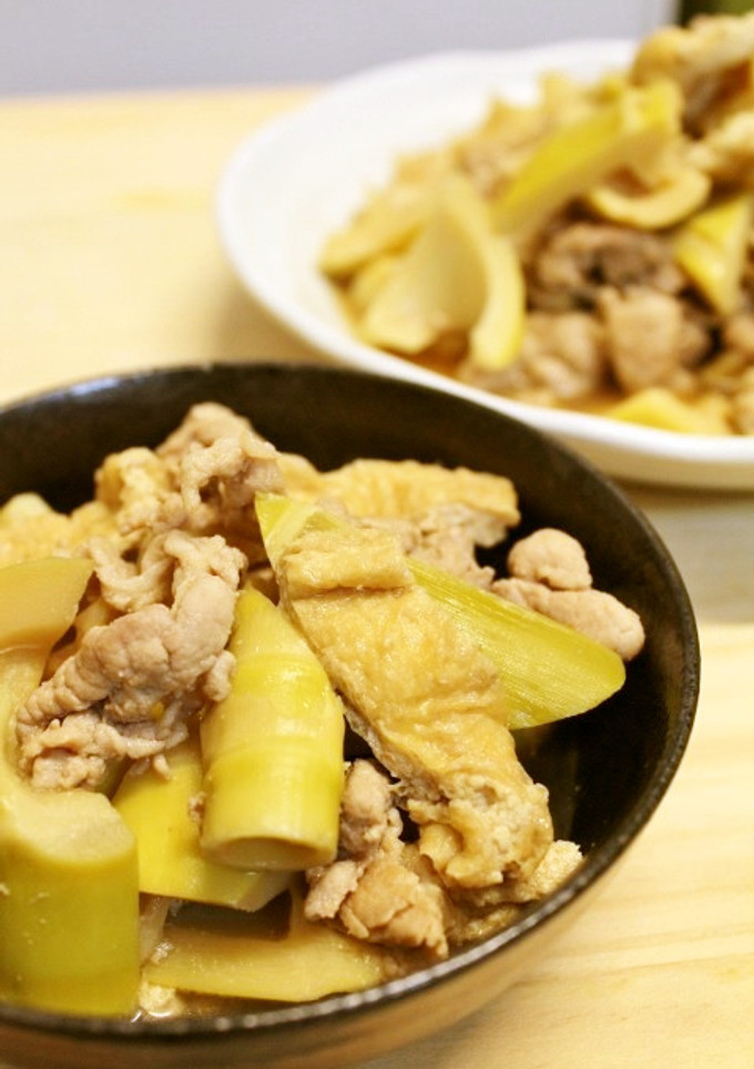 夕食弁当♪絶品♪豚肉と淡竹と油揚げの煮物-レシピのメイン写真