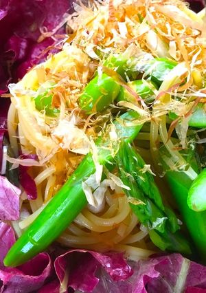 野菜たっぷり枝豆とアスパラの和風パスタ-レシピのメイン写真
