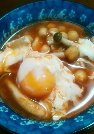 簡単♪落とし卵とひよこ豆の♪トマトスープ-レシピのメイン写真