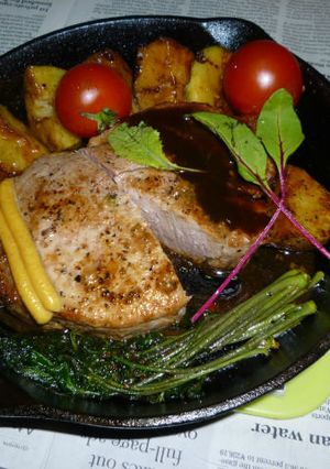 こしあぶら＋豚ロース厚切り肉ステーキ-レシピのメイン写真