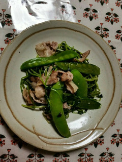 豚肉と豆苗、さや豆の塩炒め-レシピのメイン写真