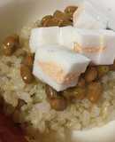 納豆とサンドはんぺん明太マヨのご飯