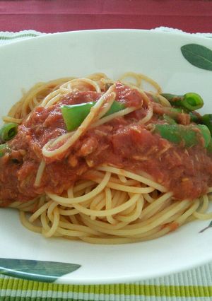 スナップエンドウのトマトソースパスタ-レシピのメイン写真