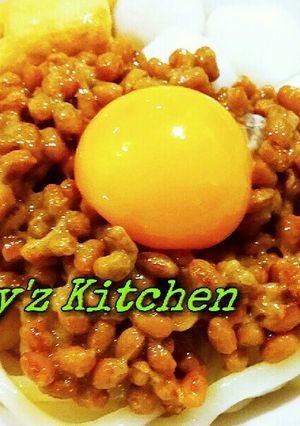 男の料理☆超簡単！納豆釜玉うどん！-レシピのメイン写真