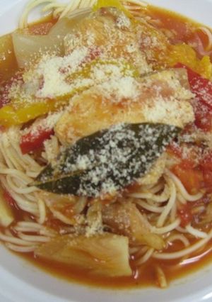 鶏肉のトマトスパゲッティーラタトゥイユ風-レシピのメイン写真