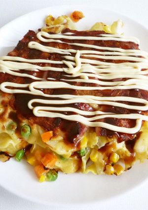 ベーコンとミックスベジタブルのお好み焼き-レシピのメイン写真