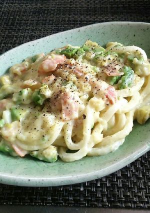 濃厚チーズdeベーコン＆アボカドうどん♪-レシピのメイン写真