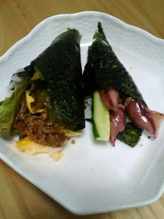 焼き肉手巻きとホタルイカ-レシピのメイン写真