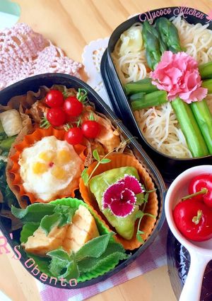 ビーフン弁当†アスパラ十字架†-レシピのメイン写真
