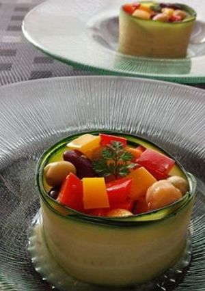 ズッキーニで巻く♪彩りビーンズサラダ-レシピのメイン写真