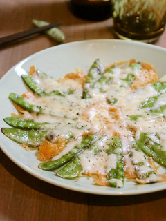 さやえんどうのチーズパリッとろ焼き♪-レシピのメイン写真