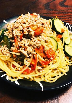 鶏そぼろとズッキーニのオイルパスタ-レシピのメイン写真