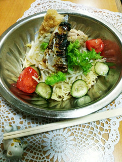 骨なし鯖カネタ水産塩糀漬&サラダのっけ麺-レシピのメイン写真